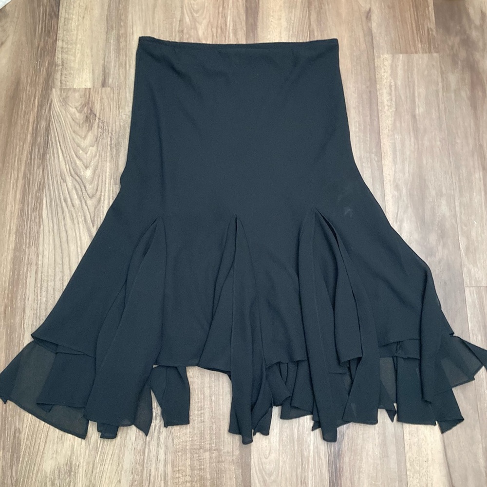 Y2K Vintage Black Flowy Ruffle Hem Dark Fairycore Skirt